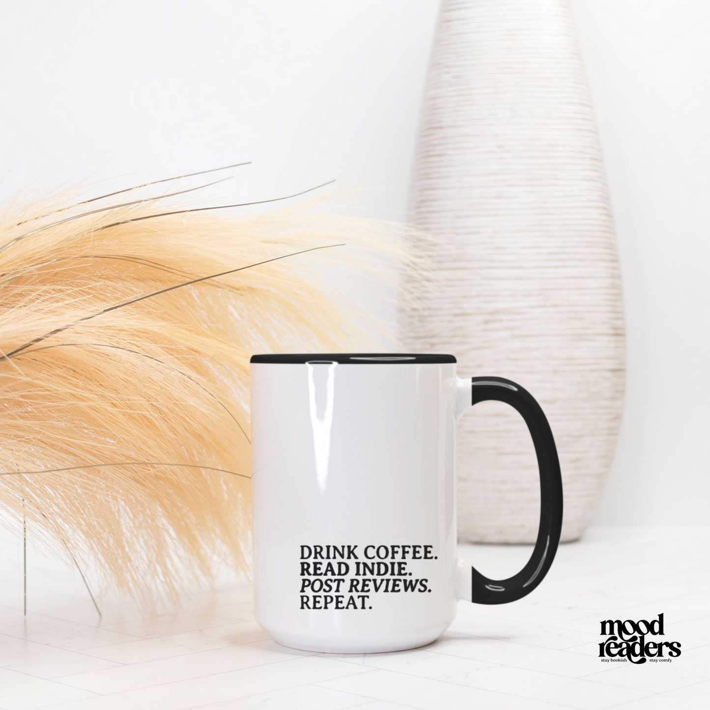 Drink Coffee, Reader Indie - Deluxe Mug 15oz