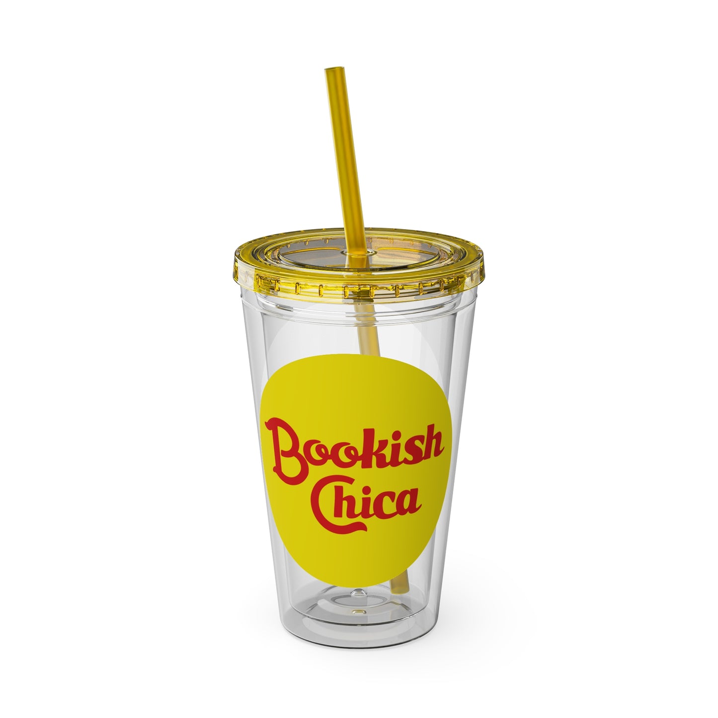 Bookish Chica - Pineapple Yellow Tumbler with Straw, 16oz