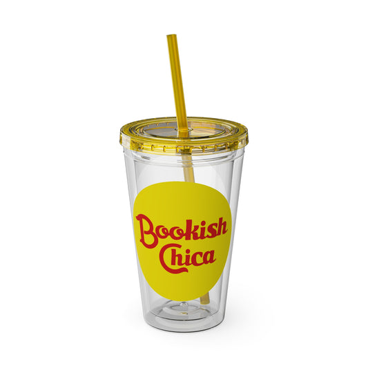 Bookish Chica - Pineapple Yellow Tumbler with Straw, 16oz